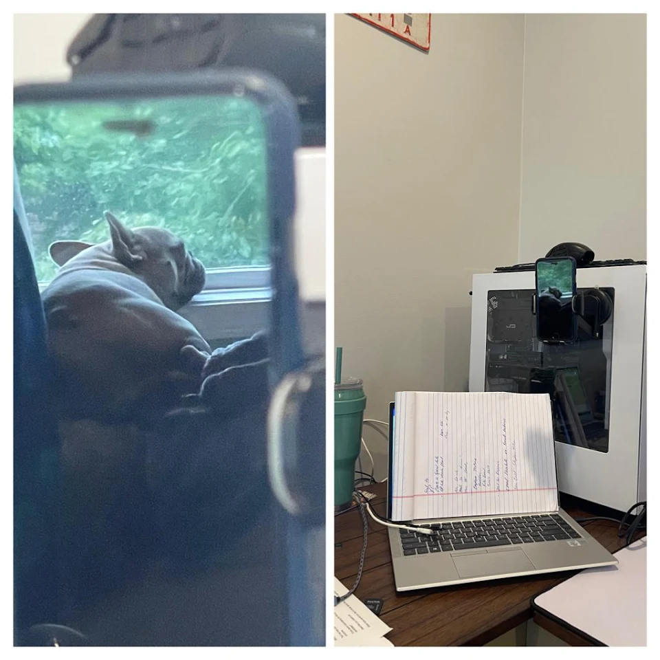 I work from home, this is the reflection on my phone as I work.