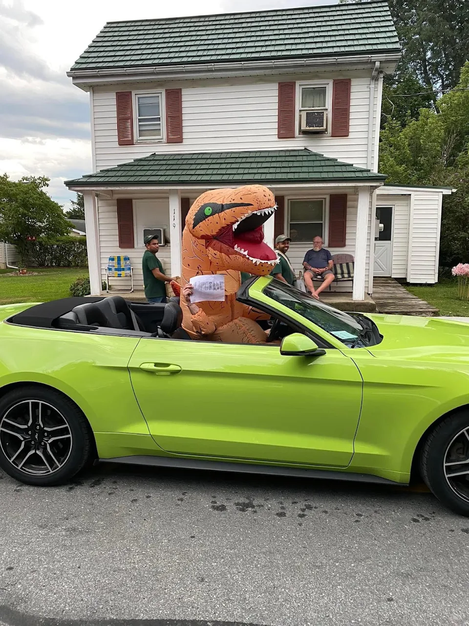 [I drove a mustang as a T-Rex