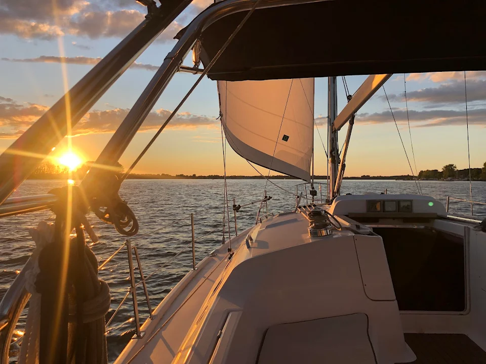 Sailing on Lake Erie at sunset