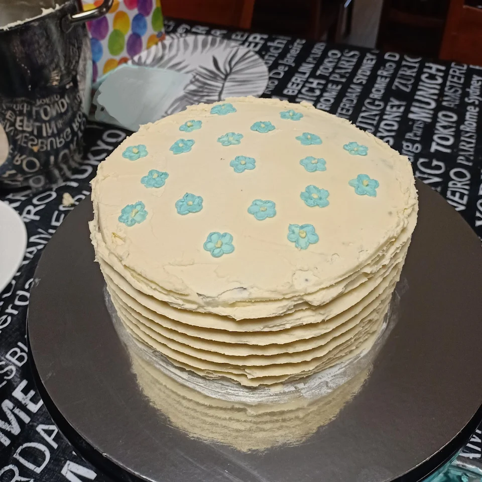 this was my first time decorating a cake. I'm pretty impressed with myself