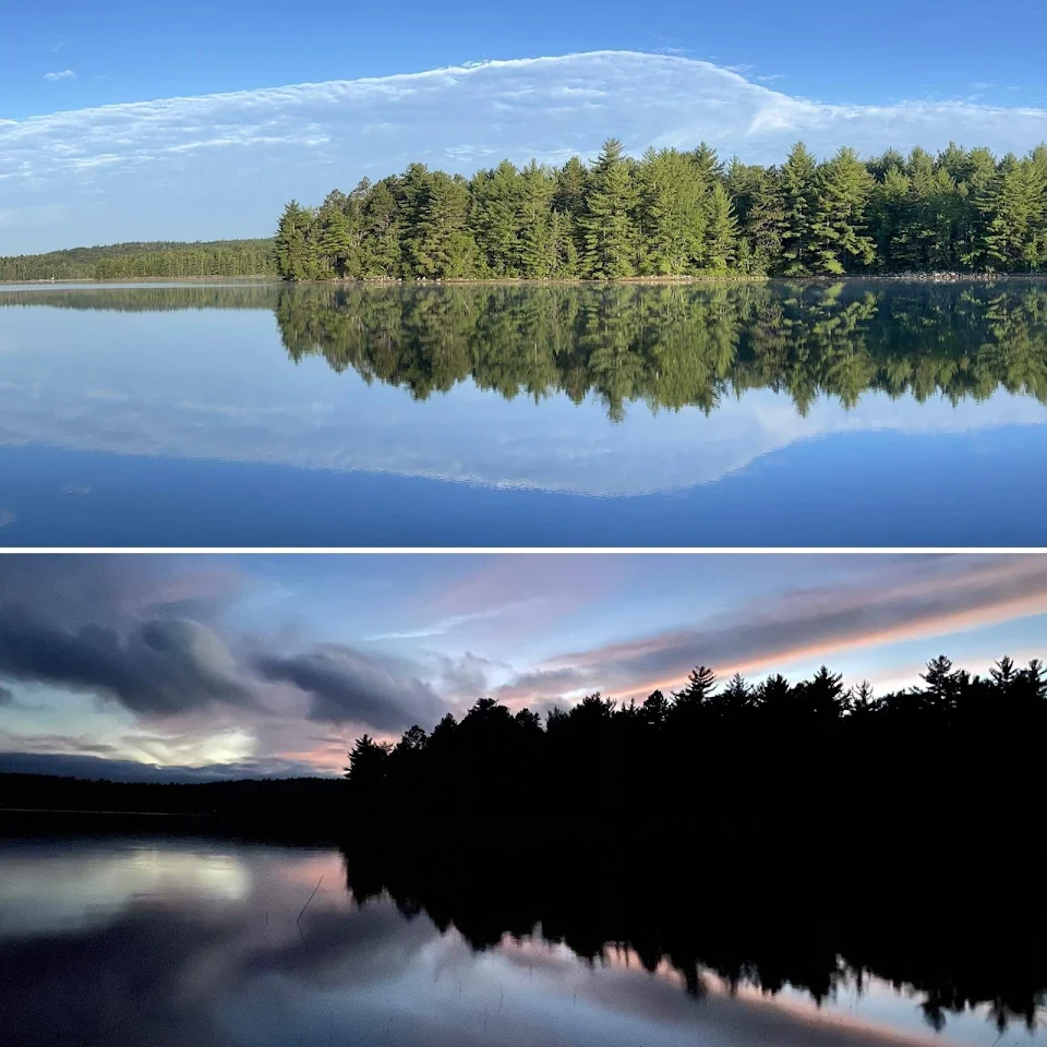 Caribou Lake in the morning and evening