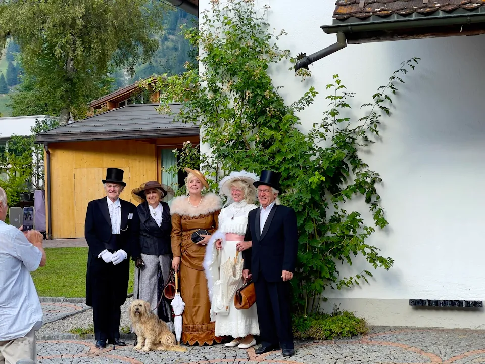 Belle Époque cosplay after Sunday service in Swiss village