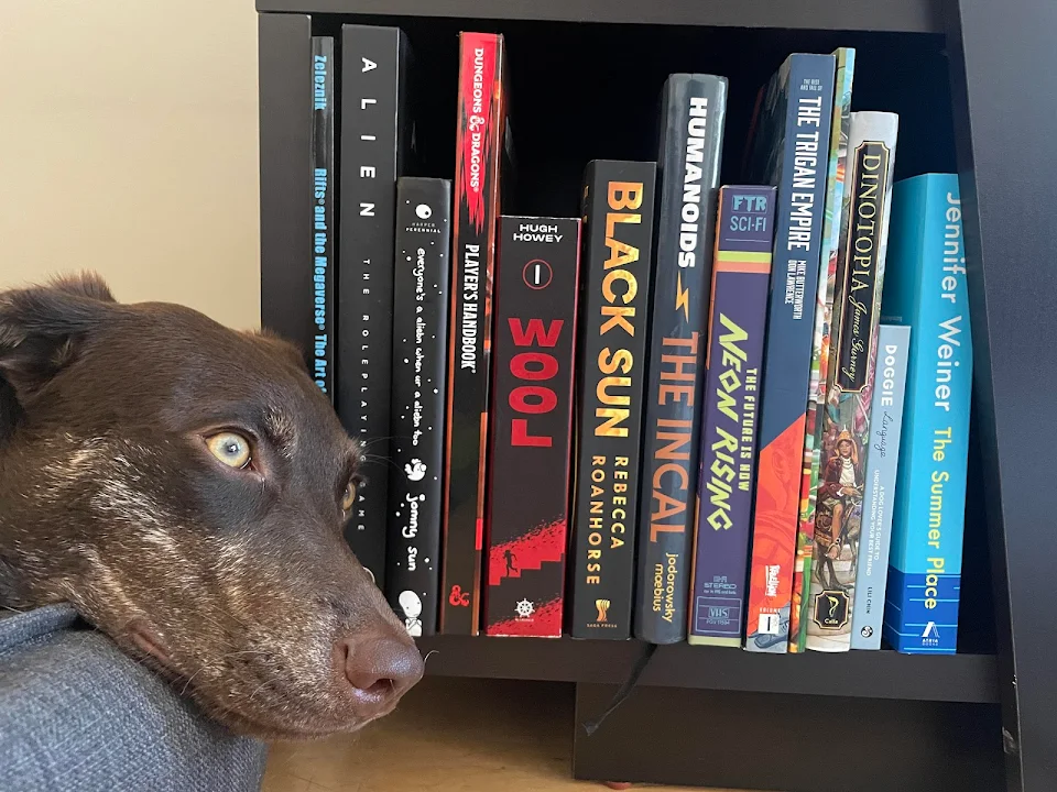 She ate the cover of Red Mars so now she just looks longingly at the shelf