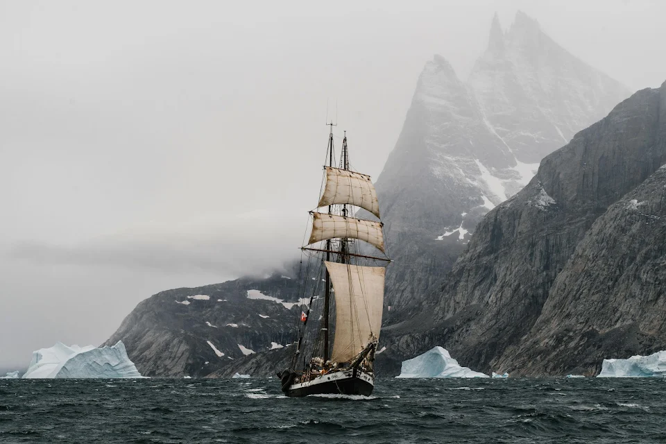 Sailing up the coast of Greenland