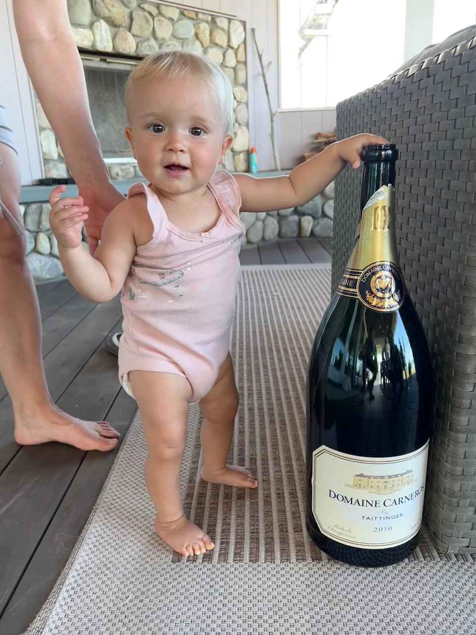 baby for scale for champagne bottle