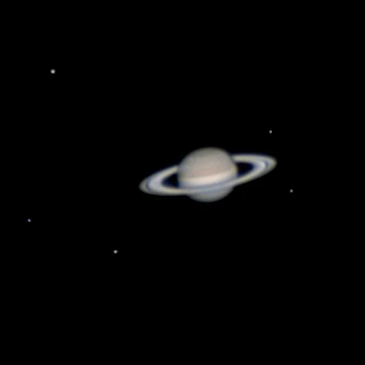 Saturn and 5 moons
