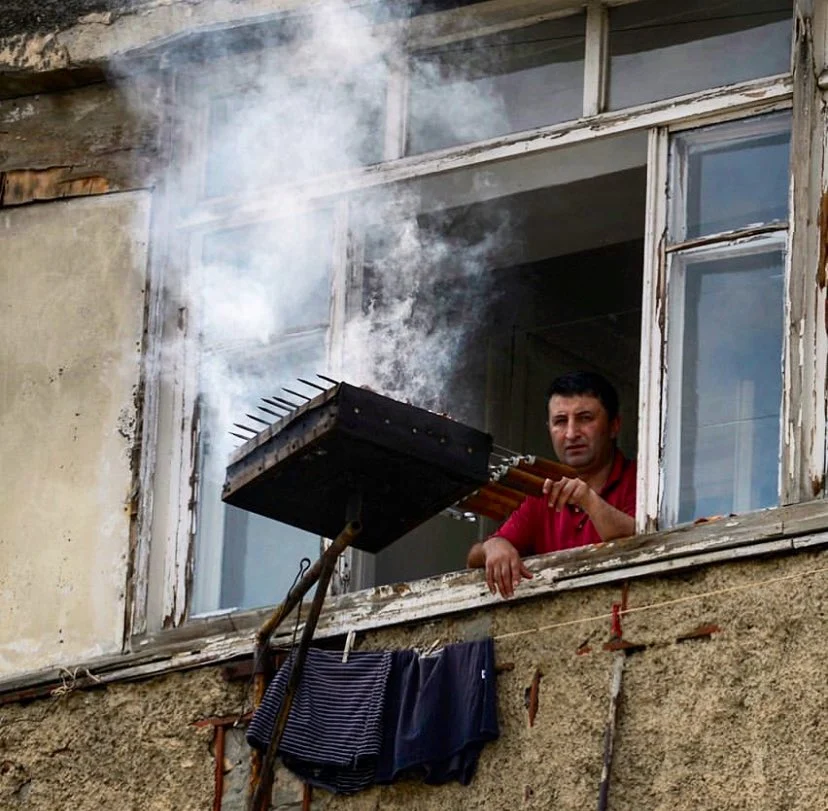 Nothing can stop this man from making BBQ. Artsakh, Armenia