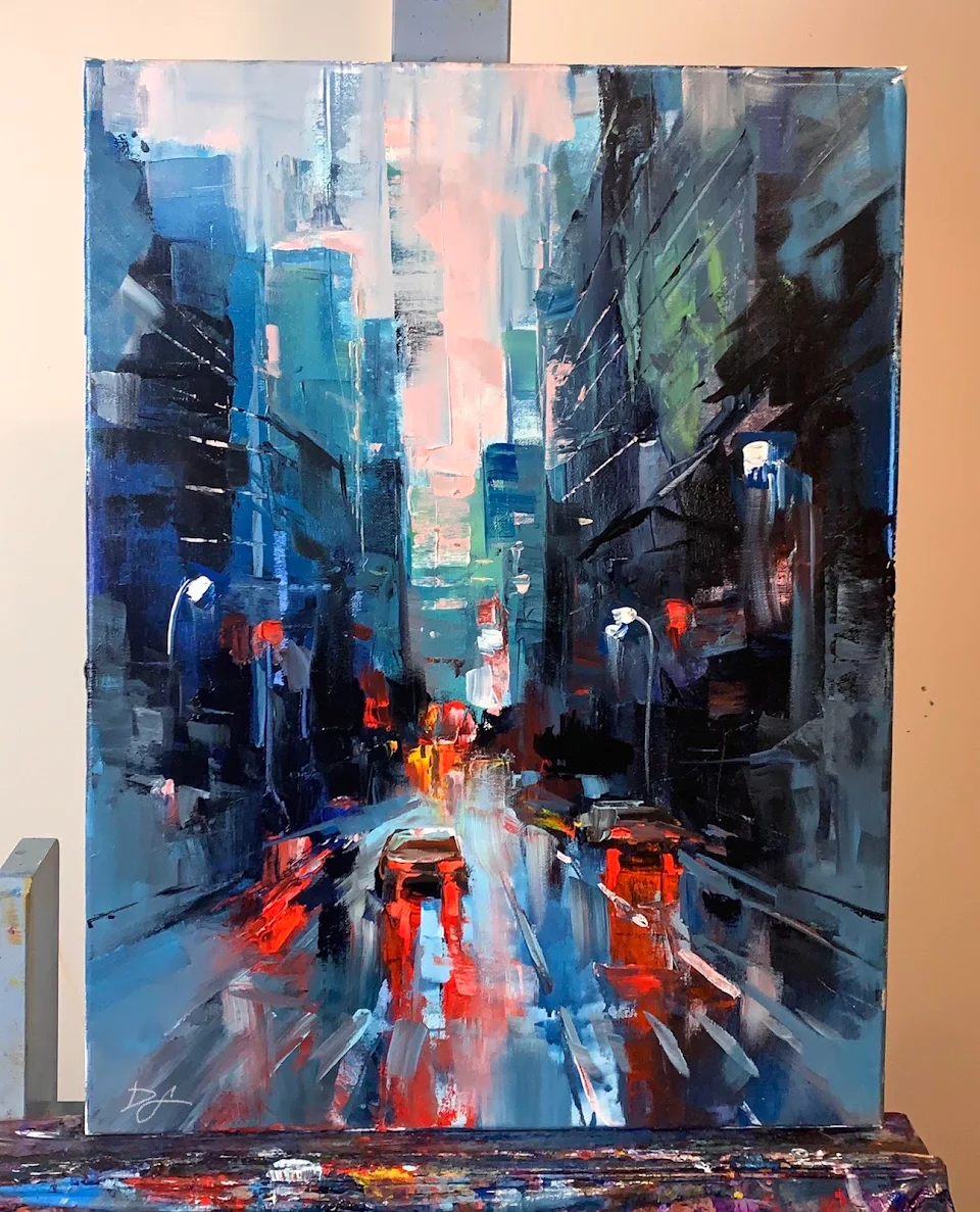Decided to do a 30 day cityscape challenge - this was day 1! Acrylic on canvas