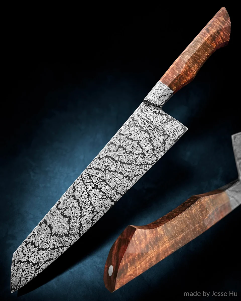 A Mosaic Damascus K-tip I made. The pattern is called “Sword-Ception” and likely original