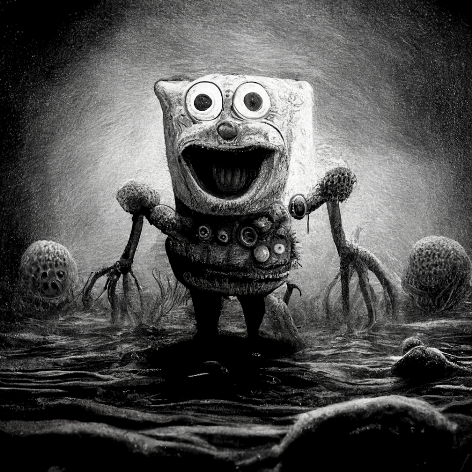 AI generated Eldritch horror SpongeBob