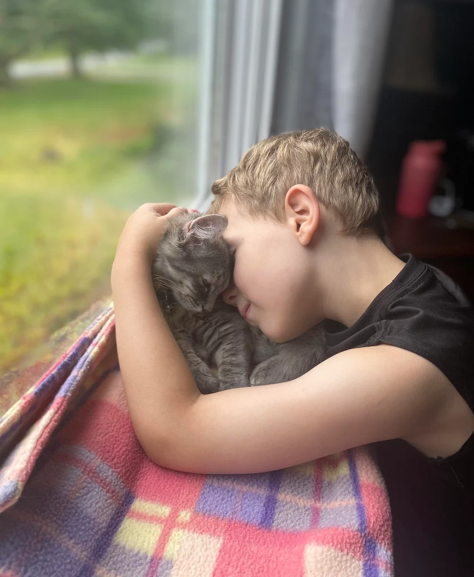 My son and his kitten 💕 Best friends!