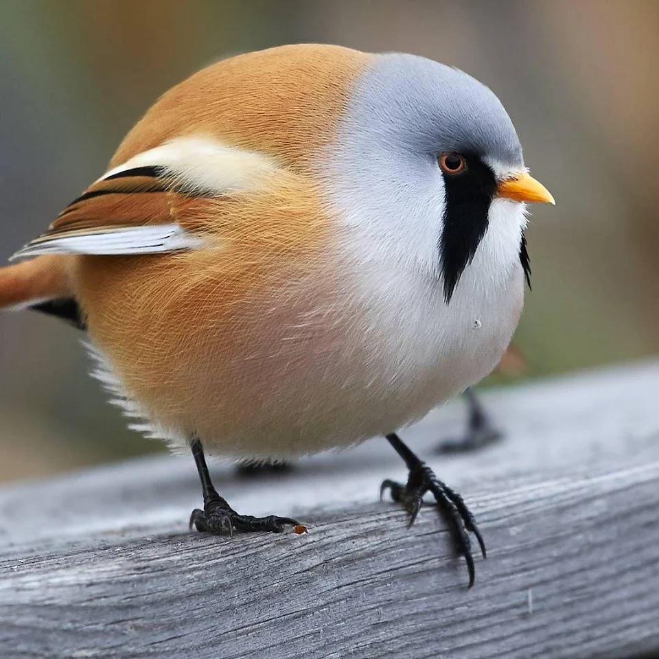 The bearded reedling is so round.