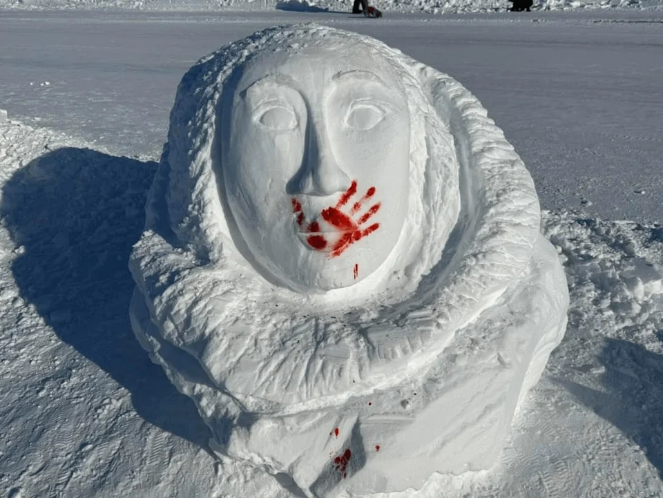 Snow Sculpture to raise awareness of Missing and Murdered Indigenous Women in Kotzebue, Alaska.